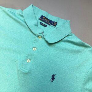 Polo Ralph Lauren Mens Large Classic Fit Polo Shirt Green Aqua Turquoise